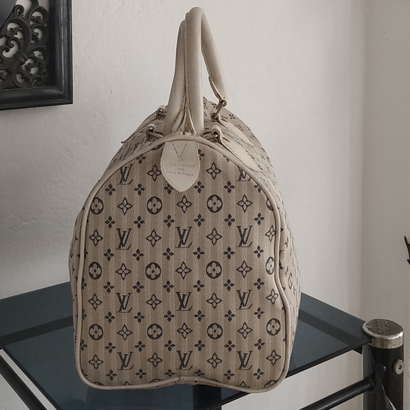 Vintage monogram Mini Lin Canvas 30 Bag Satchel Cream - Picture 5 of 16